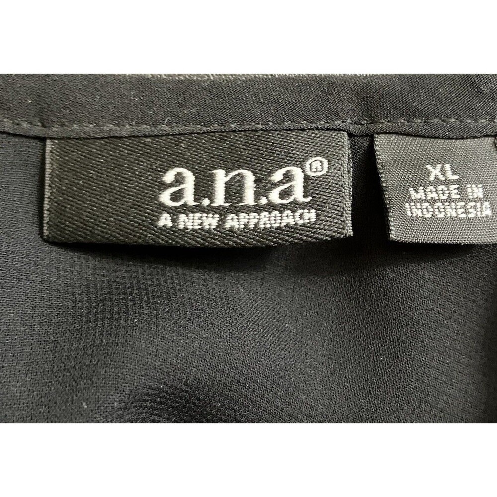 A.N.A. Black Sheer Chiffon Top Sequins Tie Back Size XL - Picture 2 of 8
